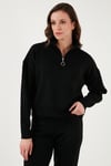 Regular Fit Fermuarlı Yaka Alt-Üst Kadın Takım 24K0501K1 SİYAH