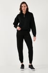 Regular Fit Fermuarlı Yaka Alt-Üst Kadın Takım 24K0501K1 SİYAH