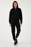 Regular Fit Fermuarlı Yaka Alt-Üst Kadın Takım 24K0501K1 SİYAH