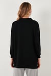 Regular Fit Fermuarlı Yaka Önü Kısa Arkası Uzun Kadın Sweat 5865876 SİYAH