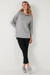 Regular Fit Fermuarlı Yaka Önü Kısa Arkası Uzun Kadın Sweat 5865876 GRİ
