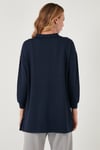 Regular Fit Fermuarlı Yaka Önü Kısa Arkası Uzun Kadın Sweat 5865876 LACİVERT