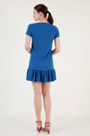Regular Fit Fırfırlı V Yaka Bürümcük Mini Kadın Elbise 5865071 SAKS