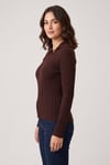 Regular Fit Geniş Yaka Fitilli Kadın Bluz 26K0254K1 BORDO