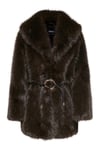 Regular Fit Geniş Yaka Suni Kürk Kadın Mont 15381321 KOYU KAHVE
