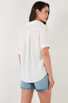 Regular Fit Göğüs Cepli Kısa Kollu Kadın Gömlek 6779324 BEYAZ