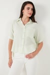 Regular Fit Göğüs Cepli Kısa Kollu Kadın Gömlek 6779324 MİNT