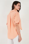 Regular Fit Göğüs Cepli Kısa Kollu Kadın Gömlek 6779324 ORANJ