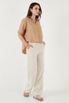 Regular Fit Göğüs Cepli Kısa Kollu Kadın Gömlek 6779324 BİSKÜVİ