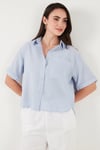 Regular Fit Göğüs Cepli Kısa Kollu Kadın Gömlek 6779324 BEBE MAVİ