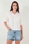 Regular Fit Göğüs Cepli Kısa Kollu Kadın Gömlek 6779324 BEYAZ