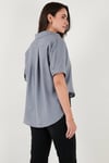 Regular Fit Göğüs Cepli Kısa Kollu Kadın Gömlek 6779324 GRİ