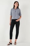 Regular Fit Göğüs Cepli Kısa Kollu Kadın Gömlek 6779324 GRİ