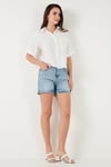 Regular Fit Göğüs Cepli Kısa Kollu Kadın Gömlek 6779324 BEYAZ