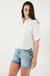 Regular Fit Göğüs Cepli Kısa Kollu Kadın Gömlek 6779324 BEYAZ