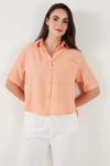 Regular Fit Göğüs Cepli Kısa Kollu Kadın Gömlek 6779324 ORANJ