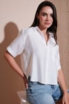 Regular Fit Göğüs Cepli Kısa Kollu Kadın Gömlek 6779324 BEYAZ