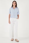 Regular Fit Göğüs Cepli Kısa Kollu Kadın Gömlek 6779324 BEBE MAVİ