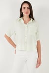 Regular Fit Göğüs Cepli Kısa Kollu Kadın Gömlek 6779324 MİNT