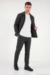 Regular Fit Gömlek Yaka Fermuarlı Erkek Ceket CF26W3411001 ANTRASİT ÇİZGİLİ