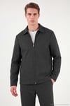 Regular Fit Gömlek Yaka Fermuarlı Erkek Ceket CF26W3411001 GRİ