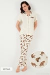 Regular Fit Gömlek Yaka Kısa Kollu Kadın Pijama Takımı 65740102 BEJ