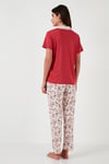Regular Fit Gömlek Yaka Kısa Kollu Kadın Pijama Takımı 65730101 KIRMIZI