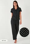 Regular Fit Gömlek Yaka Kısa Kollu Kadın Pijama Takımı 65780124 SİYAH