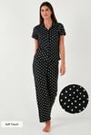 Regular Fit Gömlek Yaka Kısa Kollu Kadın Pijama Takımı 65780124 SİYAH