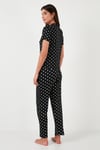 Regular Fit Gömlek Yaka Kısa Kollu Kadın Pijama Takımı 65780124 SİYAH