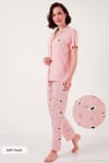 Regular Fit Gömlek Yaka Kısa Kollu Kadın Pijama Takımı 65740102 PEMBE