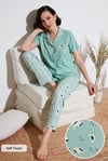 Regular Fit Gömlek Yaka Kısa Kollu Kadın Pijama Takımı 65740102 MİNT
