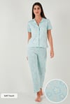 Regular Fit Gömlek Yaka Kısa Kollu Kadın Pijama Takımı 65780124 SU YEŞİLİ