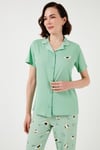 Regular Fit Gömlek Yaka Kısa Kollu Kadın Pijama Takımı 65740102 MİNT