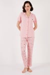 Regular Fit Gömlek Yaka Kısa Kollu Kadın Pijama Takımı 65740102 PEMBE