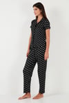Regular Fit Gömlek Yaka Kısa Kollu Kadın Pijama Takımı 65780124 SİYAH