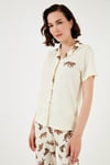 Regular Fit Gömlek Yaka Kısa Kollu Kadın Pijama Takımı 65740102 BEJ