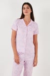 Regular Fit Gömlek Yaka Kısa Kollu Kadın Pijama Takımı 65780124 PEMBE