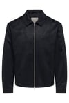 Regular Fit Gömlek Yaka Süet Görünümlü Erkek Mont 22038712 SİYAH