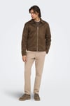 Regular Fit Gömlek Yaka Süet Görünümlü Erkek Mont 22038712 KOYU KAHVE