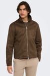 Regular Fit Gömlek Yaka Süet Görünümlü Erkek Mont 22038712 KOYU KAHVE