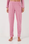 Regular Fit Gömlek Yaka Uzun Kollu Kadın Pijama Takımı 65750701 PUDRA