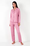 Regular Fit Gömlek Yaka Uzun Kollu Kadın Pijama Takımı 65750701 PUDRA