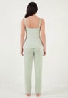 Regular Fit Güpür Detaylı Askılı Yuvarlak Yaka Kadın Pijama Takımı 65770822 YEŞİL