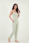 Regular Fit Güpür Detaylı Askılı Yuvarlak Yaka Kadın Pijama Takımı 65770822 YEŞİL