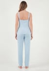 Regular Fit Güpür Detaylı Askılı Yuvarlak Yaka Kadın Pijama Takımı 65770822 MAVİ