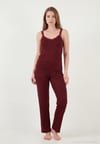 Regular Fit Güpür Detaylı Askılı Yuvarlak Yaka Kadın Pijama Takımı 65770822 BORDO