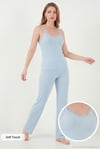 Regular Fit Güpür Detaylı Askılı Yuvarlak Yaka Kadın Pijama Takımı 65770822 MAVİ