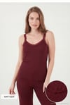 Regular Fit Güpür Detaylı Askılı Yuvarlak Yaka Kadın Pijama Takımı 65770822 BORDO