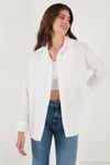 Regular Fit Güpürlü Cep Detaylı Uzun Kollu Kadın Gömlek 6773215 BEYAZ